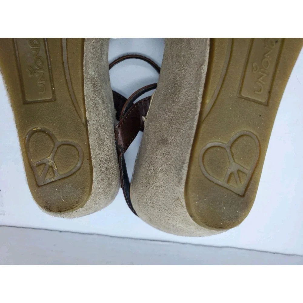 Union Bay Sandals Women 8.5 Brown Strappy Casual Wedge Heels Fast Shipping
